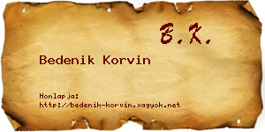 Bedenik Korvin névjegykártya